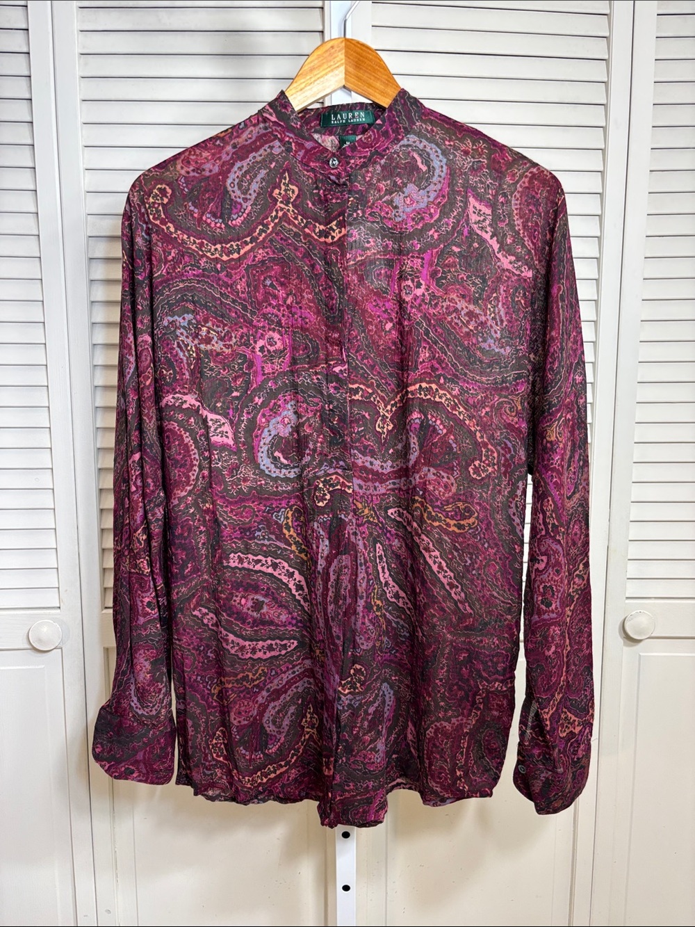 NWT Lauren Ralph Lauren Paisley Button Front Cotton Blouse Medium